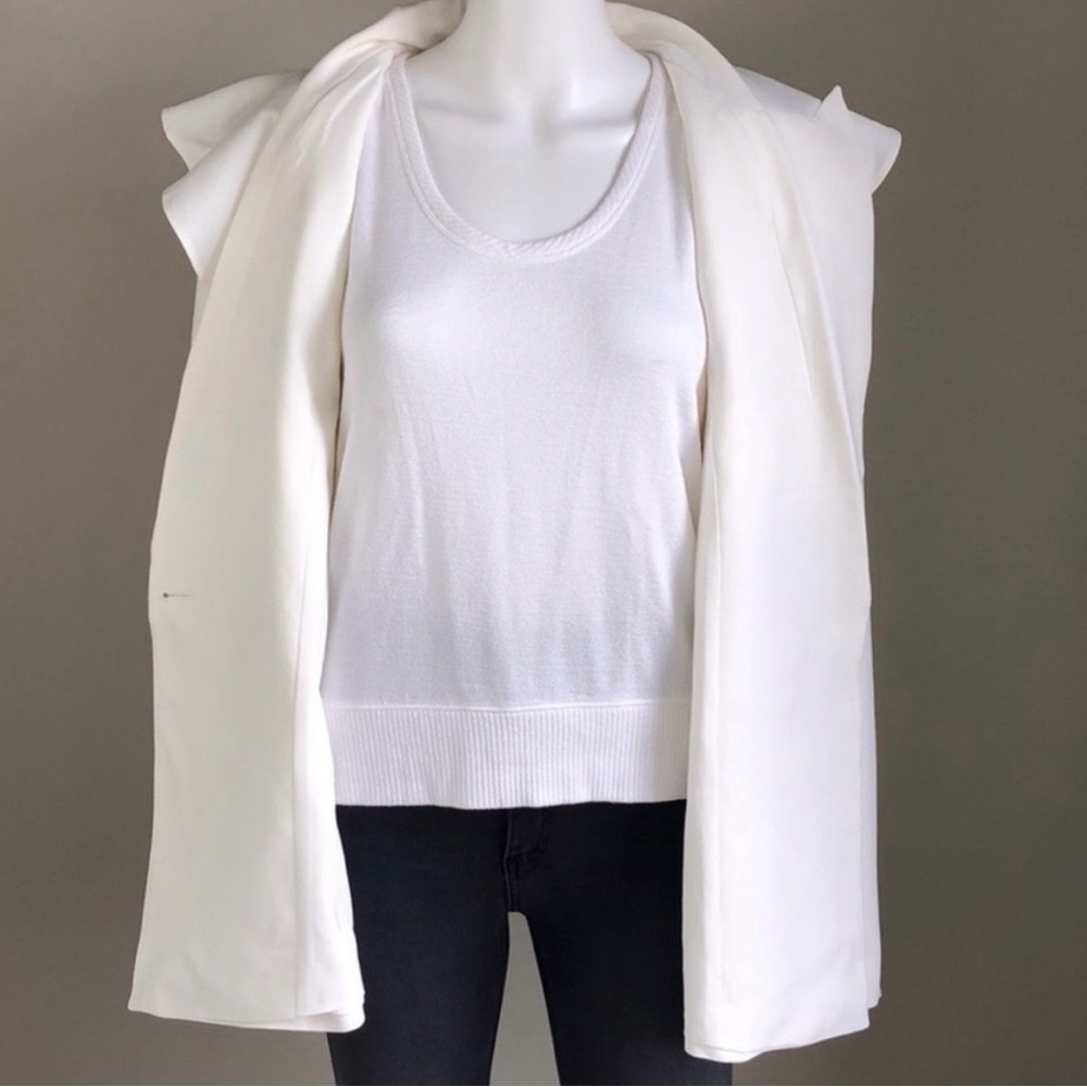 White Soft Ivory Eloquii Blazer Suit Jacket Fully Lined w Ruffle Detail Sz 20 - Picture 5 of 13